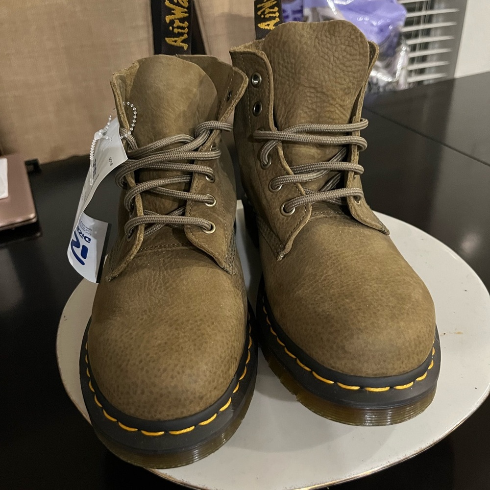 Dr. Martens Khaki Leather Boots